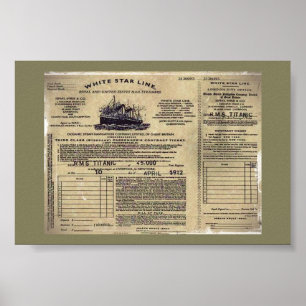 Affiche Billet pour RMS Titanic 1912