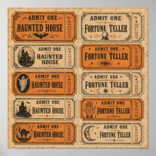 Affiche Billets de Carnaval d'Halloween Vintage Admettent