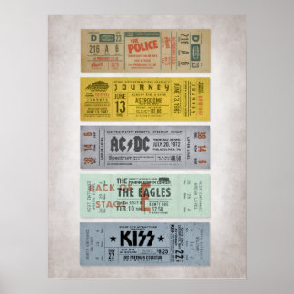 Affiche Billets de Concert de Rock Classique – Mur de Musi