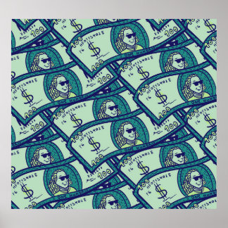 Affiche Billets de dollar : motif d'argent continu