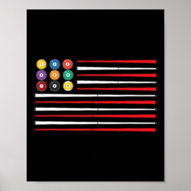 Affiche Billiard American Flag Cue Pool Billard Joueur G (Devant)