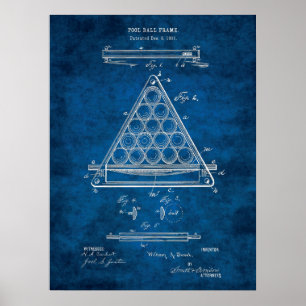 Affiche Billiard Ball Brevet Art #3 Rec Room Wall Art