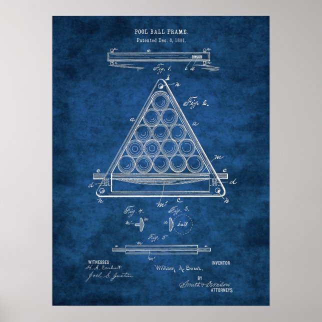 Affiche Billiard Ball Brevet Art #3 Rec Room Wall Art (Devant)