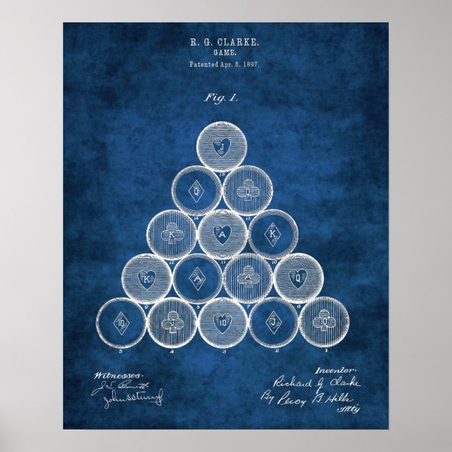 Affiche Billiard Balls Brevet Imprimer1 Pool Salle de jeu  (Devant)