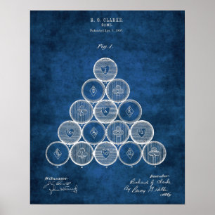 Affiche Billiard Balls Patent Imprimer1 Pool Salle de jeu 