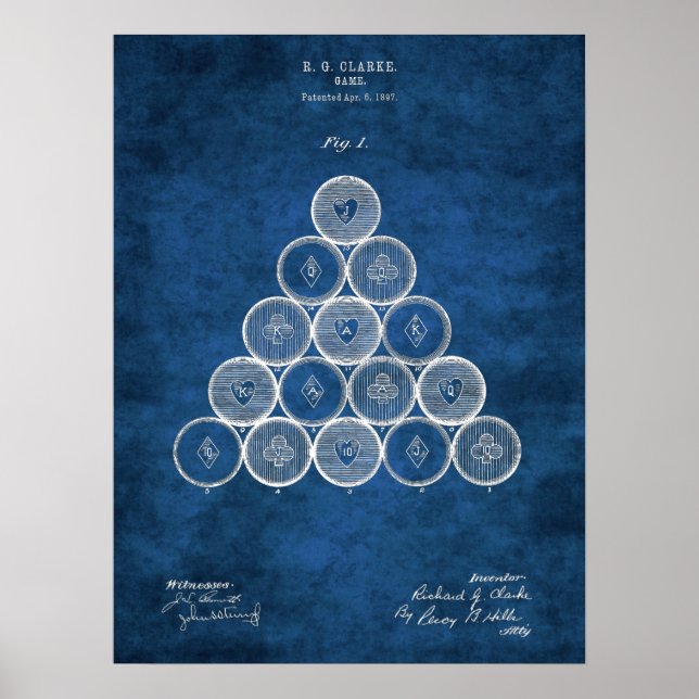 Affiche Billiard Brevet Art #1 Salle de billard Décor (Devant)