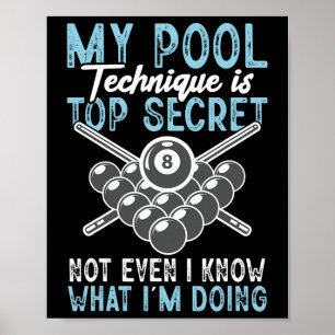 Affiche Billiard Funny My Pool Technique Joueur de billard