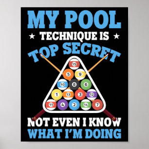 Affiche Billiard Funny Pool Player Ma Technique De Pool Es