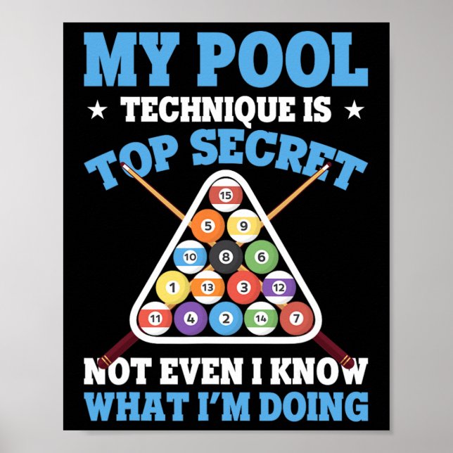 Affiche Billiard Funny Pool Player Ma Technique De Pool Es (Devant)