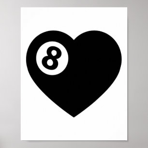 Affiche Billiard Heart Love Pool Joueur Valentine Sondage 