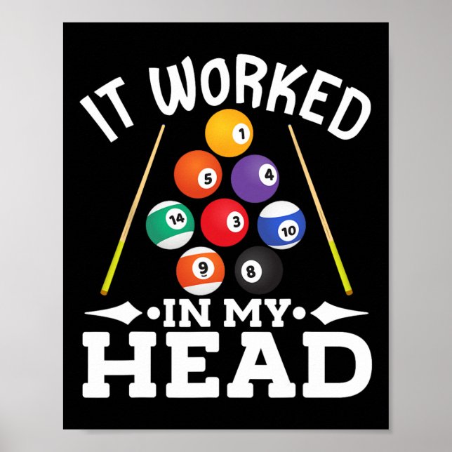 Affiche Billiard Il A Travaillé Dans Ma Tête Billard Playe (Devant)