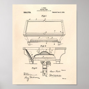 Affiche Billiard Table 1909 Art Brevet - Vieux Poivre