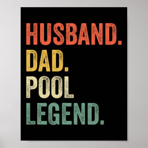 Affiche Billiards Amusant Mari Papa Pool Joueur Légende Vi