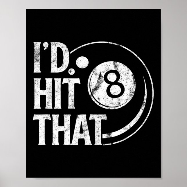 Affiche Billiards Drôle Id Touché Que 8 Ball Pool Jouer (Devant)