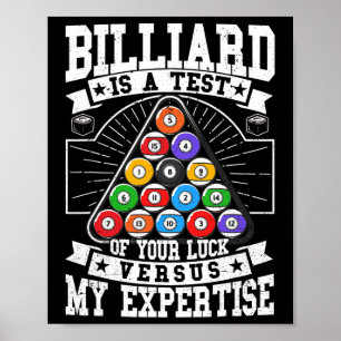 Affiche Billiards Expertise 8 Ball Men Femmes. Bassin amus
