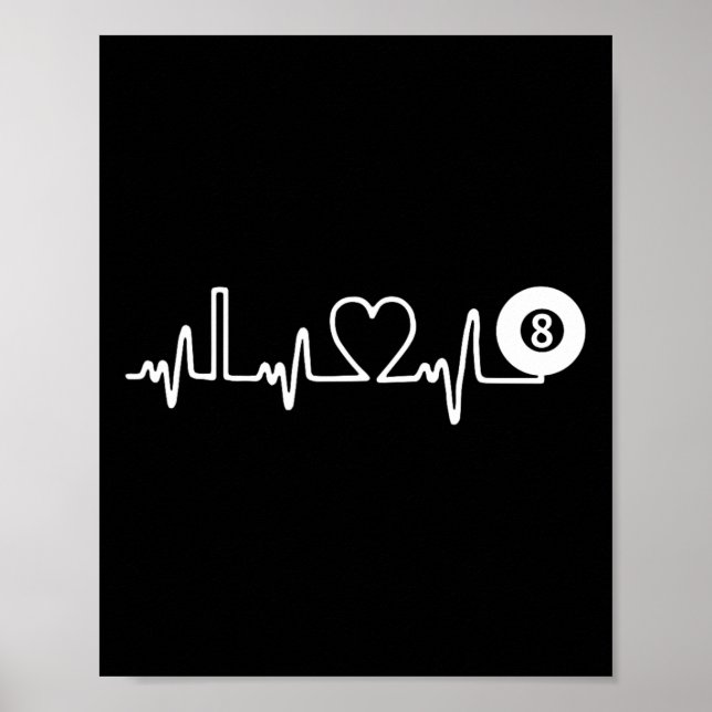 Affiche Billiards Heartbeat ! J'Aime Les Billiards ! Joueu (Devant)