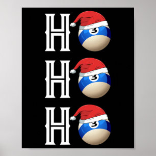 Affiche Billiards Noël Santa Hat Pool Hall Party cadeau