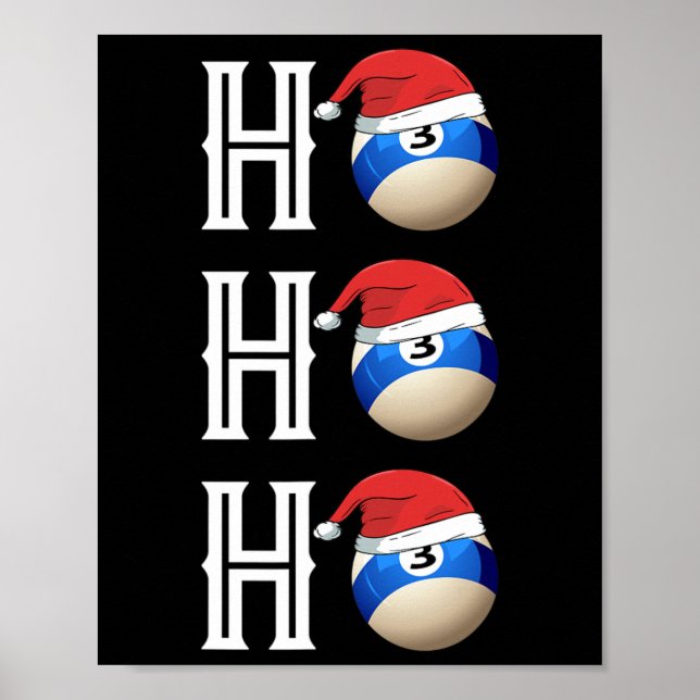 Affiche Billiards Noël Santa Hat Pool Hall Party cadeau (Devant)
