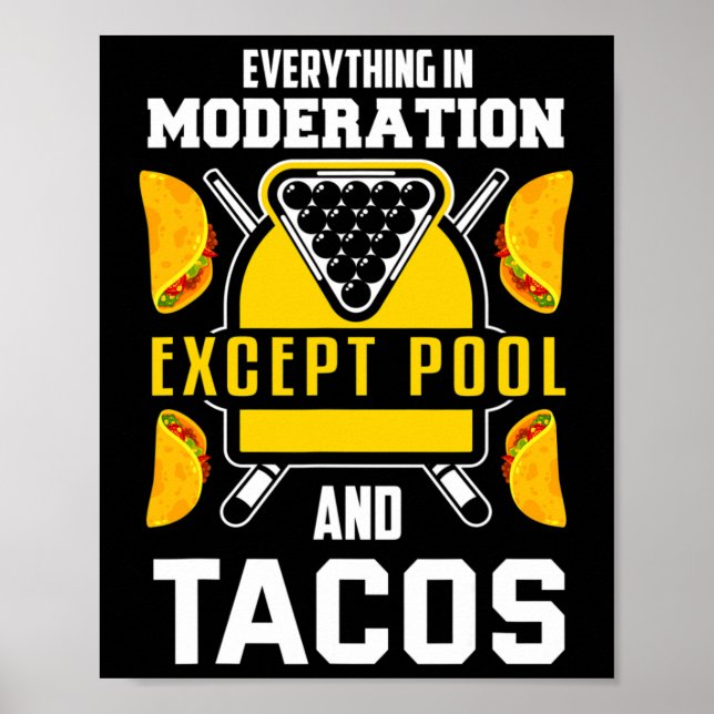 Affiche Billiards Shirt Joke Taco Lover Billiards Pool Pla (Devant)