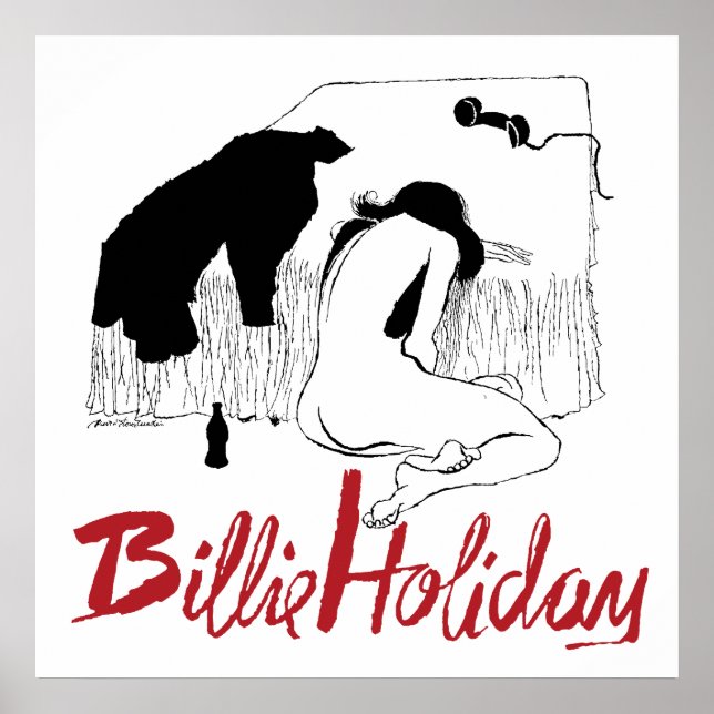 Affiche Billie Holiday Vintage Jazz Illustration (Devant)