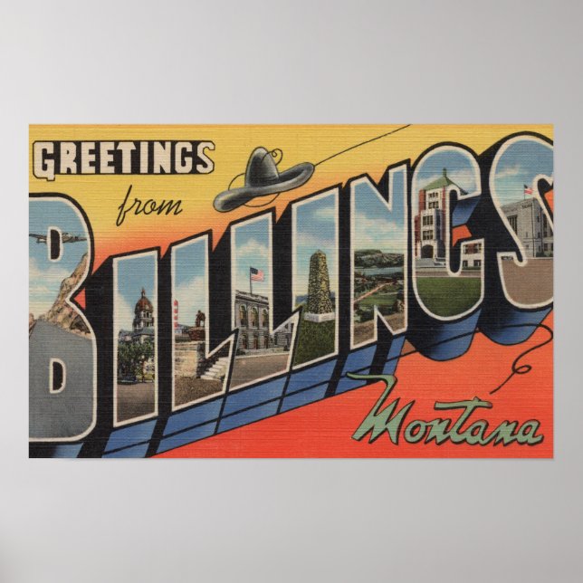 Affiche Billings, Montana - Grandes Lettres Scènes 2 (Devant)
