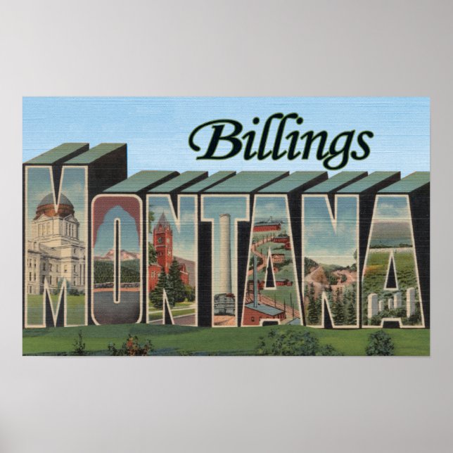 Affiche Billings, Montana - Scènes de grandes lettres (Devant)