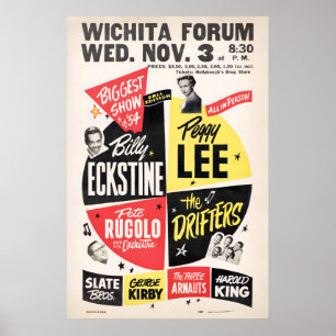 Affiche Billy Eckstine - Peggy Lee - The Drifters jazz