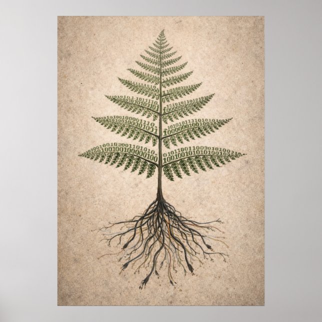 Affiche Binary Botany - Art abstrait codage et nature (Devant)