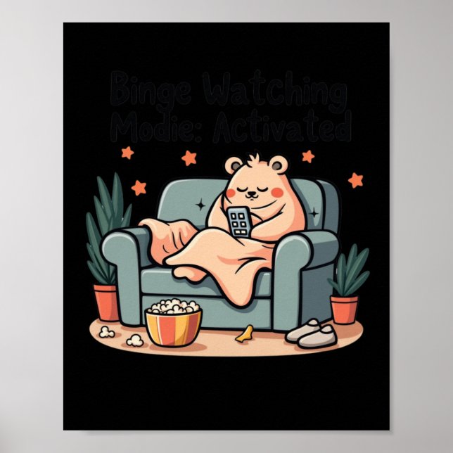 Affiche Binge Regarder Modie Activé Funny Movie Maratho (Devant)