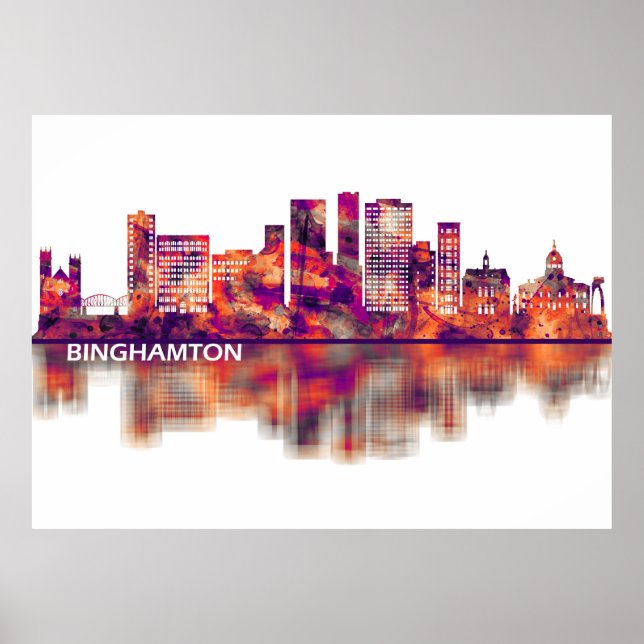 Affiche Binghamton New York Skyline (Devant)