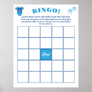 Affiche Bingo Boy Baby shower Prédiction et conseil.
