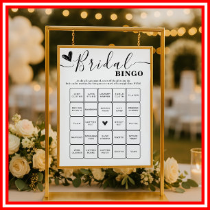 Affiche Bingo de la douche de mariée - Calligraphie élégan