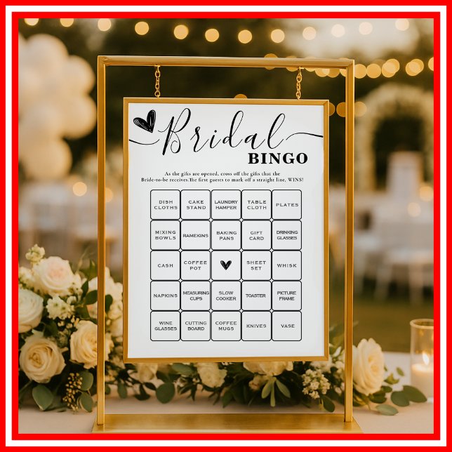 Affiche Bingo de la douche de mariée - Calligraphie élégan (Créateur téléchargé)