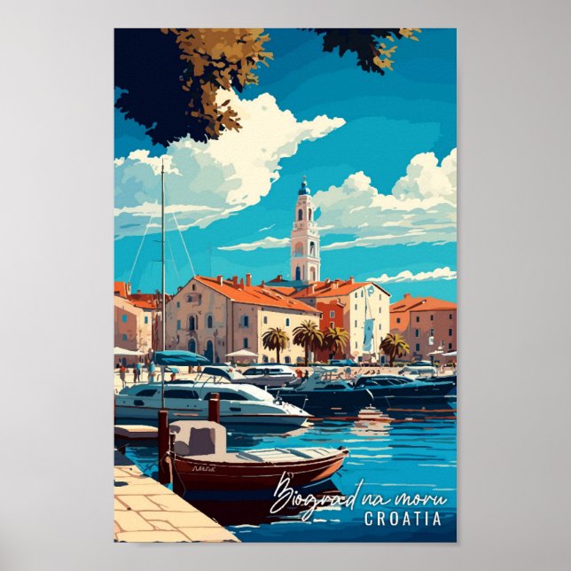 Affiche Biograd na moru Croatie voyage vintage (Devant)