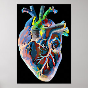 Affiche Biologie de l'anatomie humaine Abstraite Coeur Art