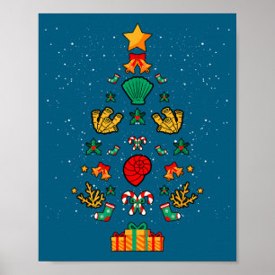 Affiche Biologiste marin Biologie Coquillages Coraux Noël