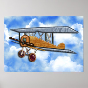 Affiche Biplane en bois