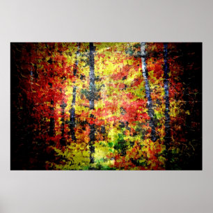 Affiche Birch Abstrait Peinture En Automne