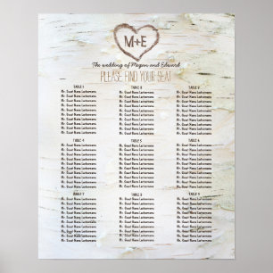 Affiche Birch Bark Heart Rustic Mariage Sein Chart