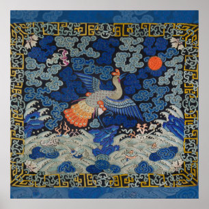 Affiche Bird Artwork Crested chinese embroidery artwork