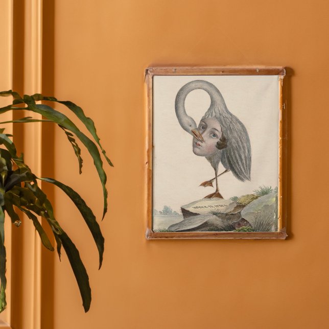 Affiche Bird of Self Knowledge Symbole antique unique (Poster at mid sized scale imagined in a vintage frame and interior.)