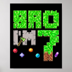 Affiche Birday Boy 7th Birthday Im 7 Year Old Gamer Pixe