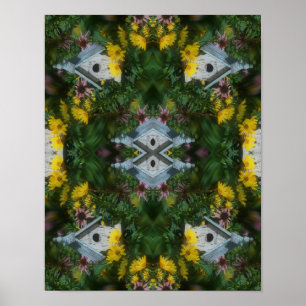Affiche Birdhouse Flower Garden Miroir Abstrait