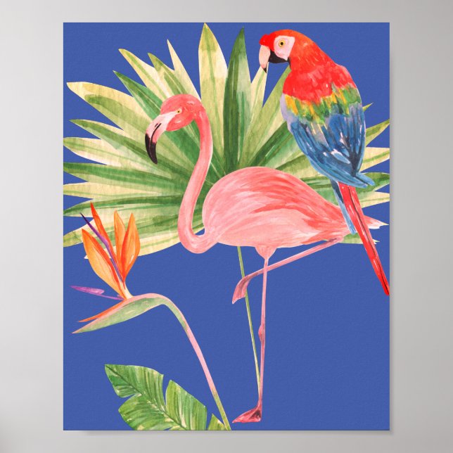 Affiche Birds of Paradise ~ Flower, Flamingo and Macaw (Devant)