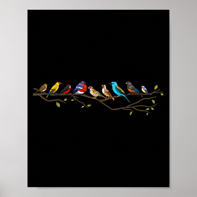 Affiche Birds On A Branch Birding Bird Watching Bird Watch (Devant)