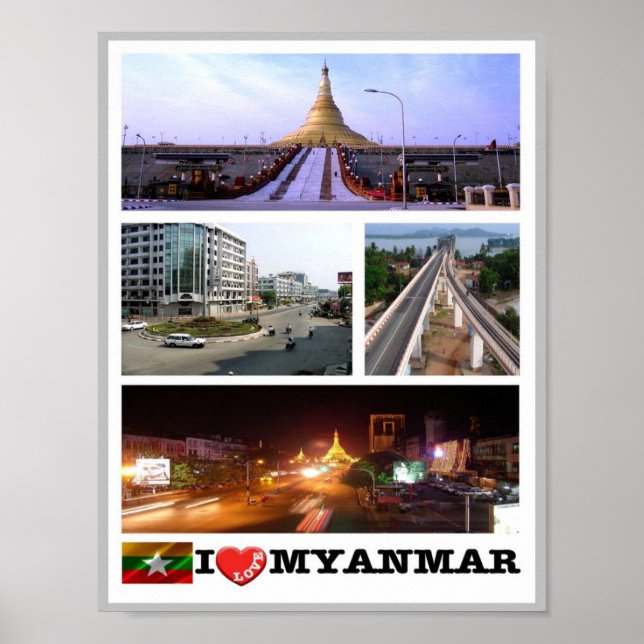 Affiche Birmanie - Myanmar - I Love - (Devant)