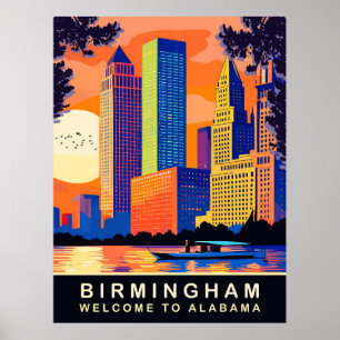 Affiche Birmingham, Alabama, rivière Cahaba, Voyage