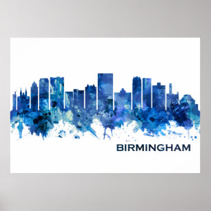 Affiche Birmingham Alabama Skyline Blue