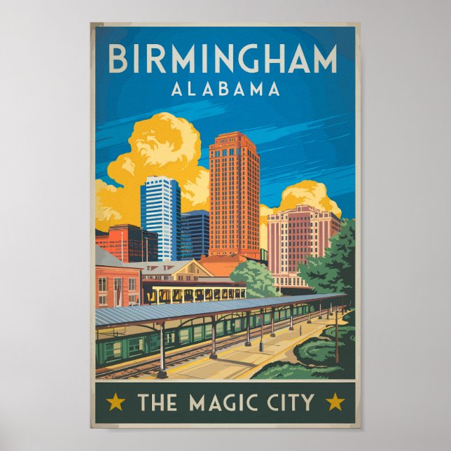 Affiche Birmingham Alabama Travel Art Vintage (Devant)