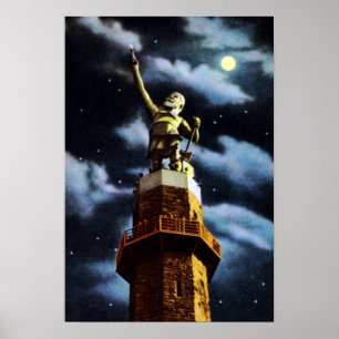 Affiche Birmingham Alabama Vulcan la nuit